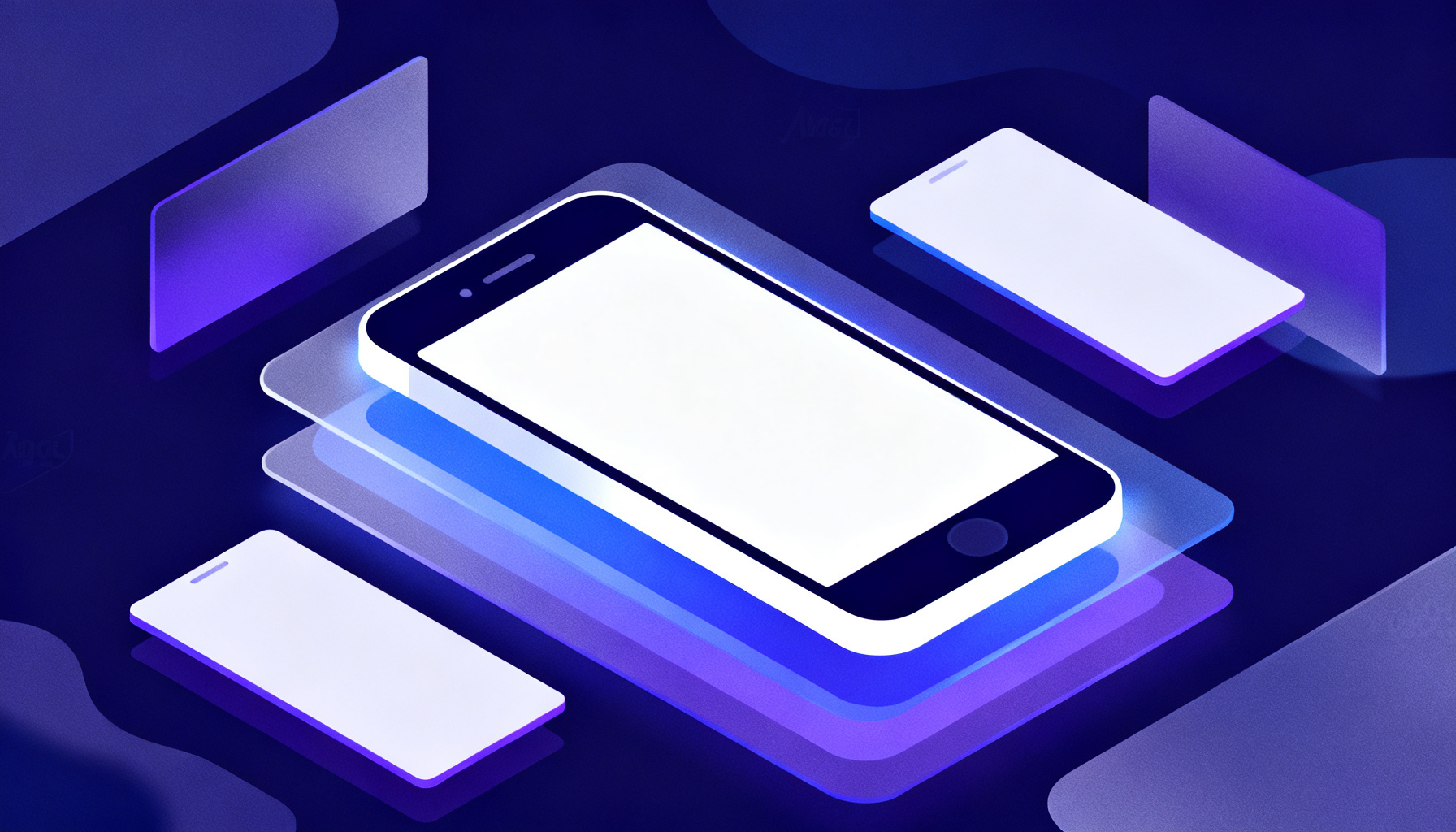 Abstract layered shapes symbolizing different burner phone number types