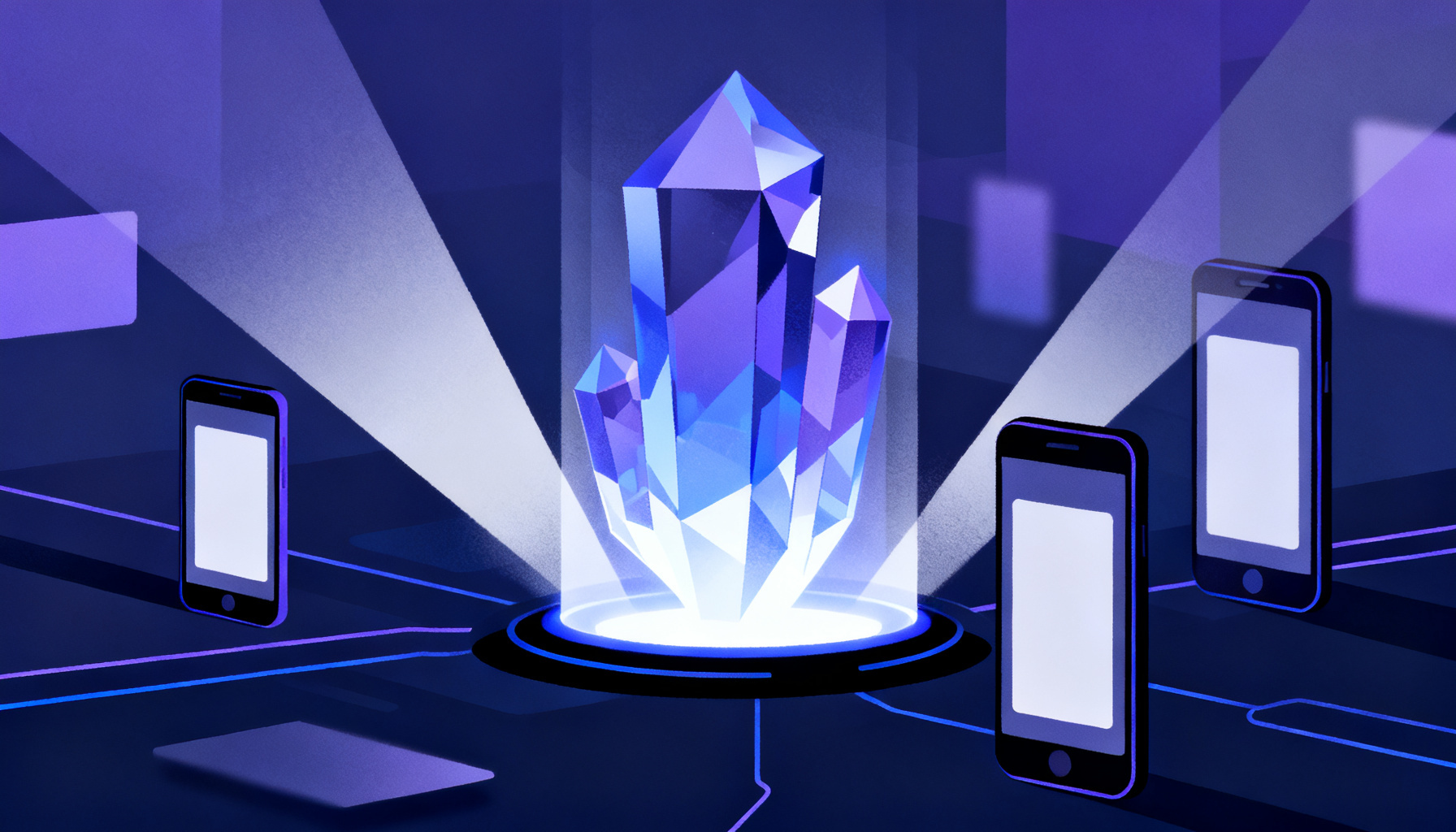 Crystalline abstract shapes representing security and privacy