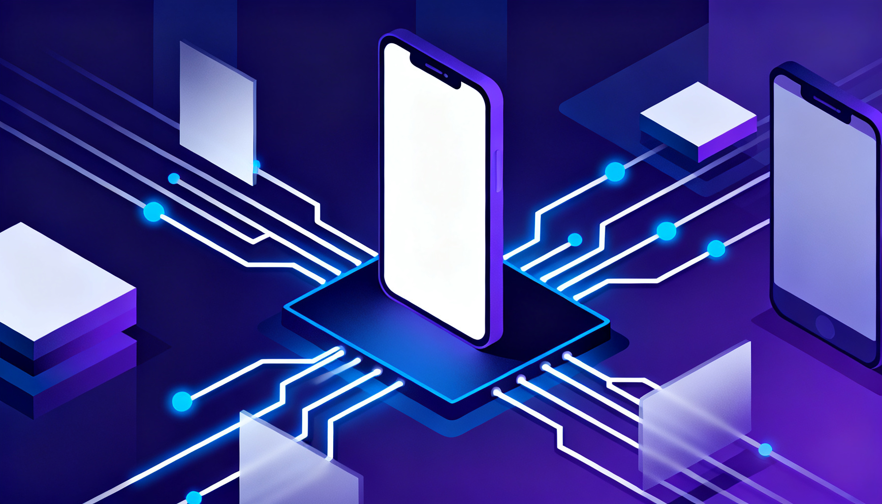 Abstract circuitry symbolizing virtual phone number infrastructure