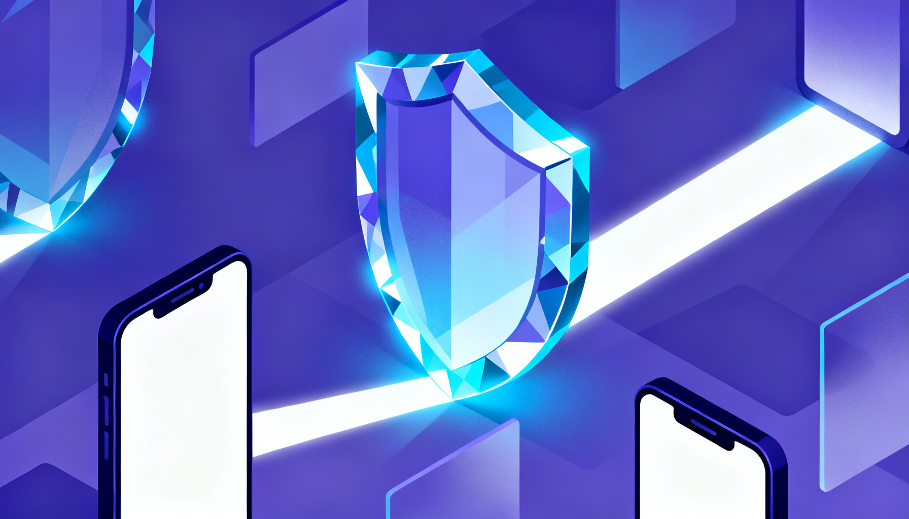 Abstract protective shields representing safe usage