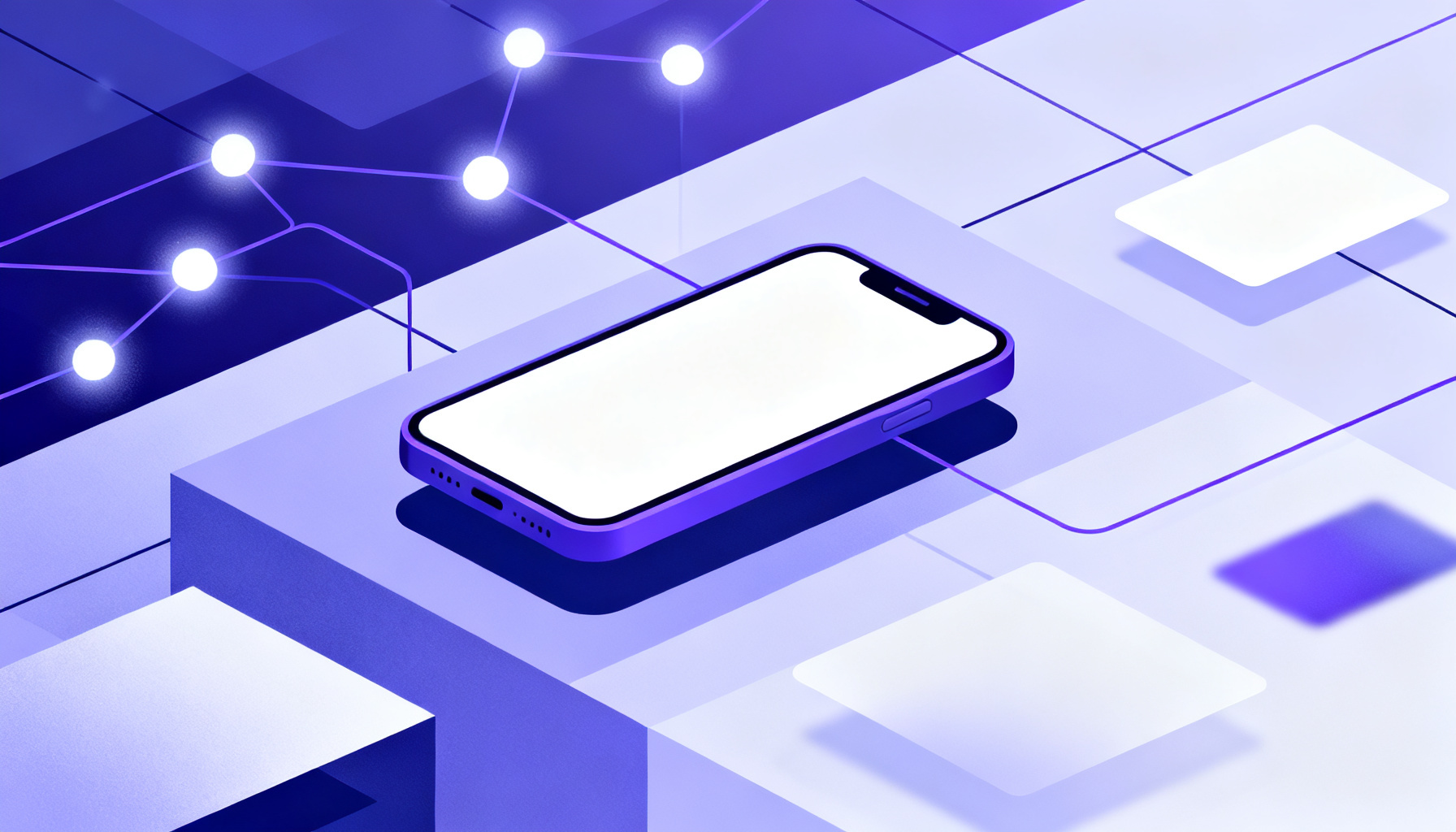 Stable glowing network nodes symbolizing virtual phone numbers