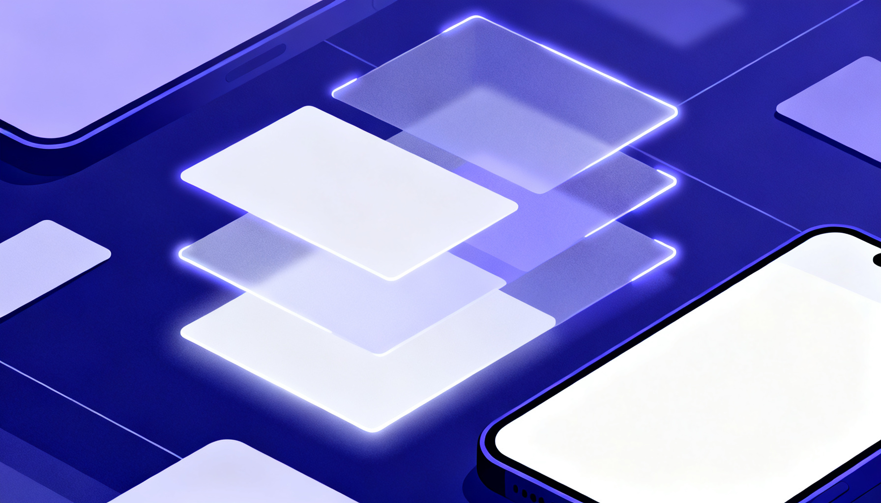 Layered glowing shapes representing pricing models