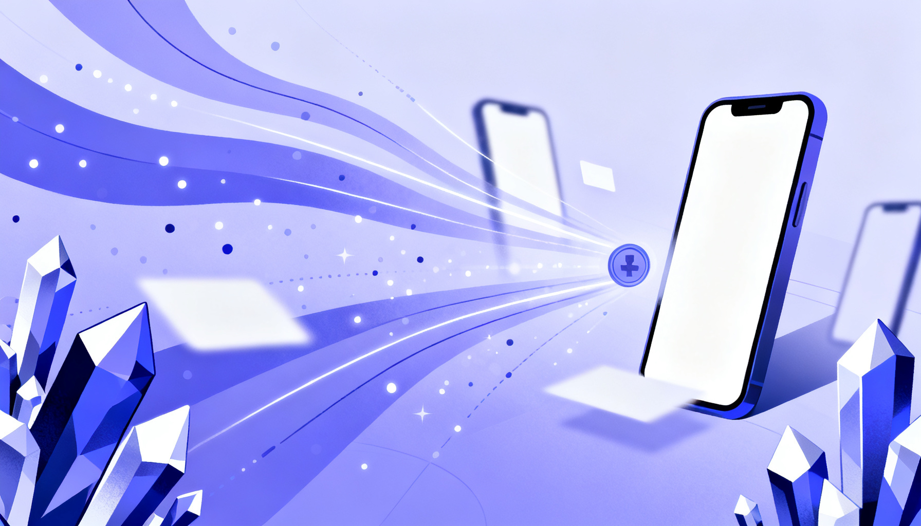 Abstract particles symbolizing MFA token generation and transmission