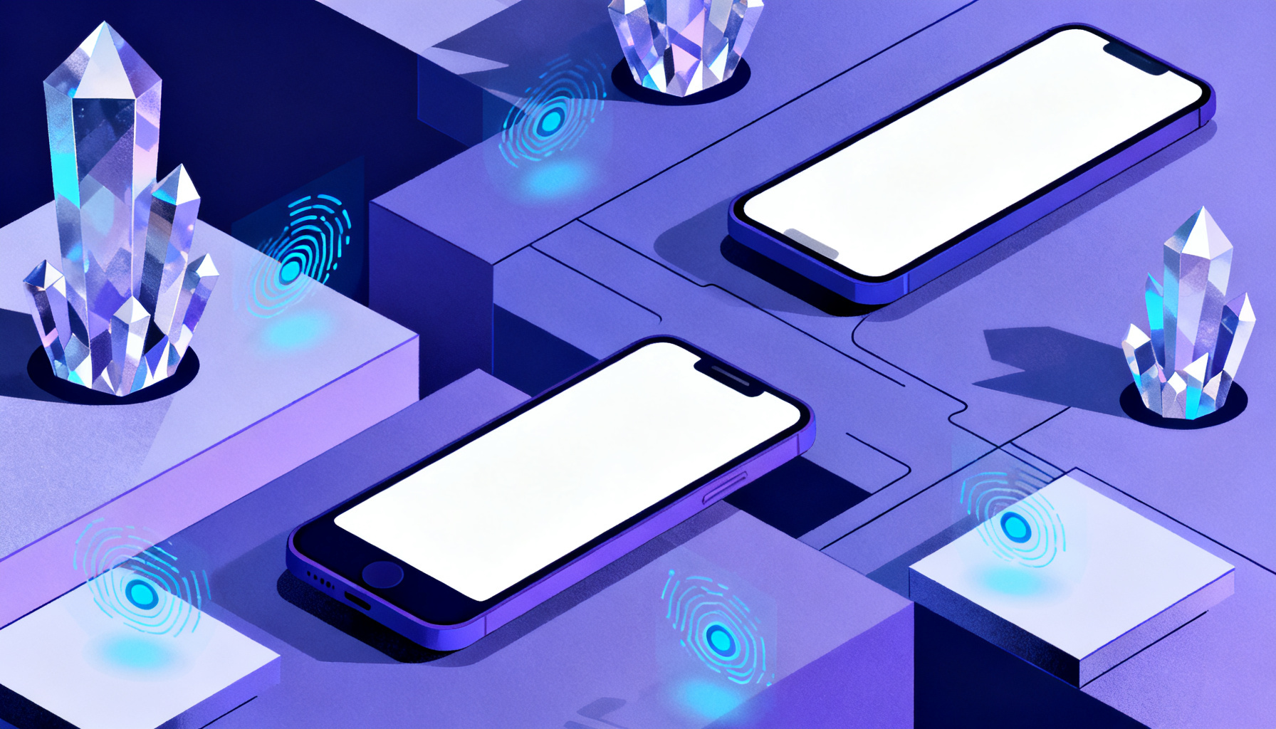 Abstract crystalline shapes symbolizing biometric authentication