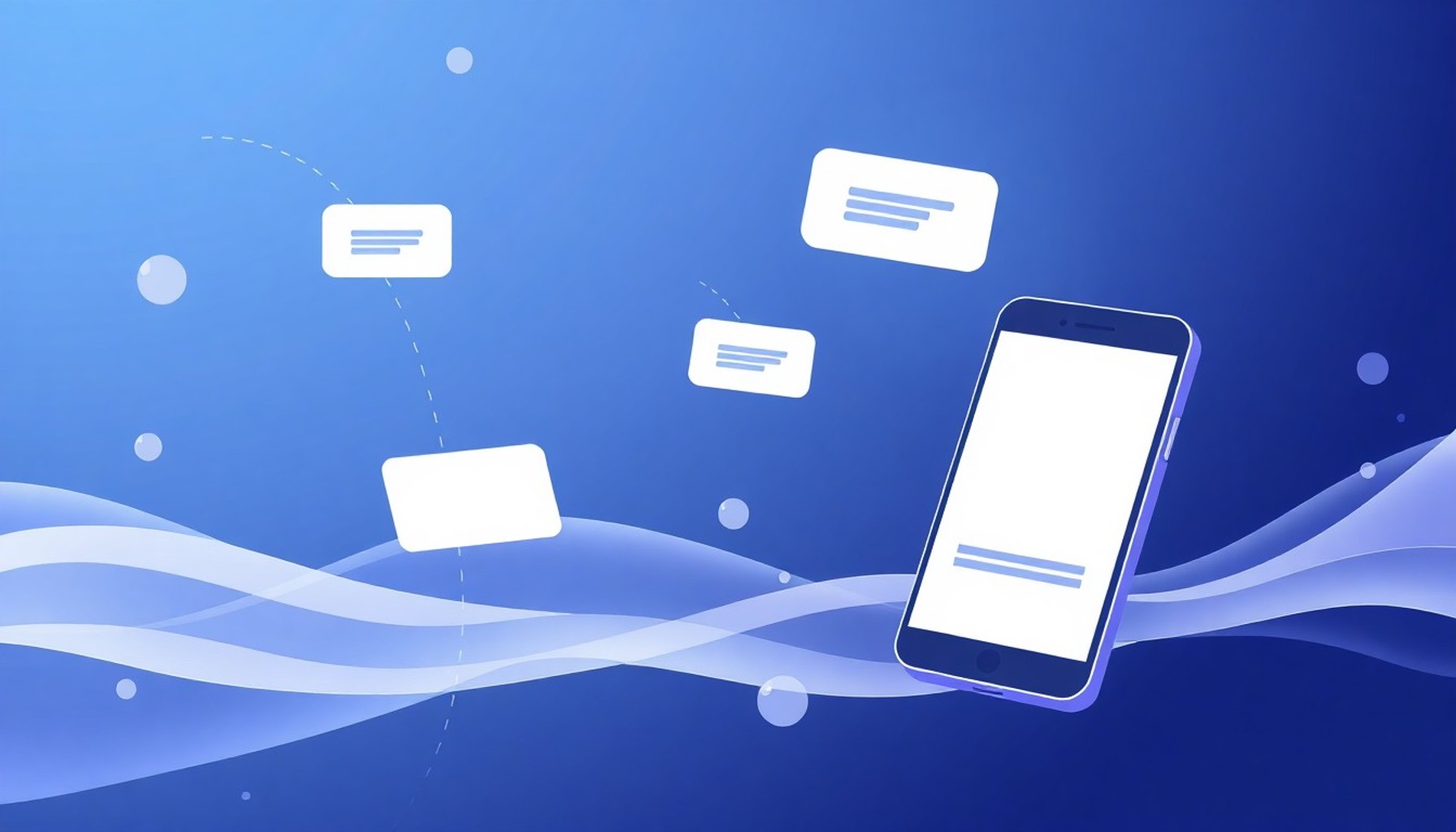 Abstract signal waves representing SMS OTP transmission