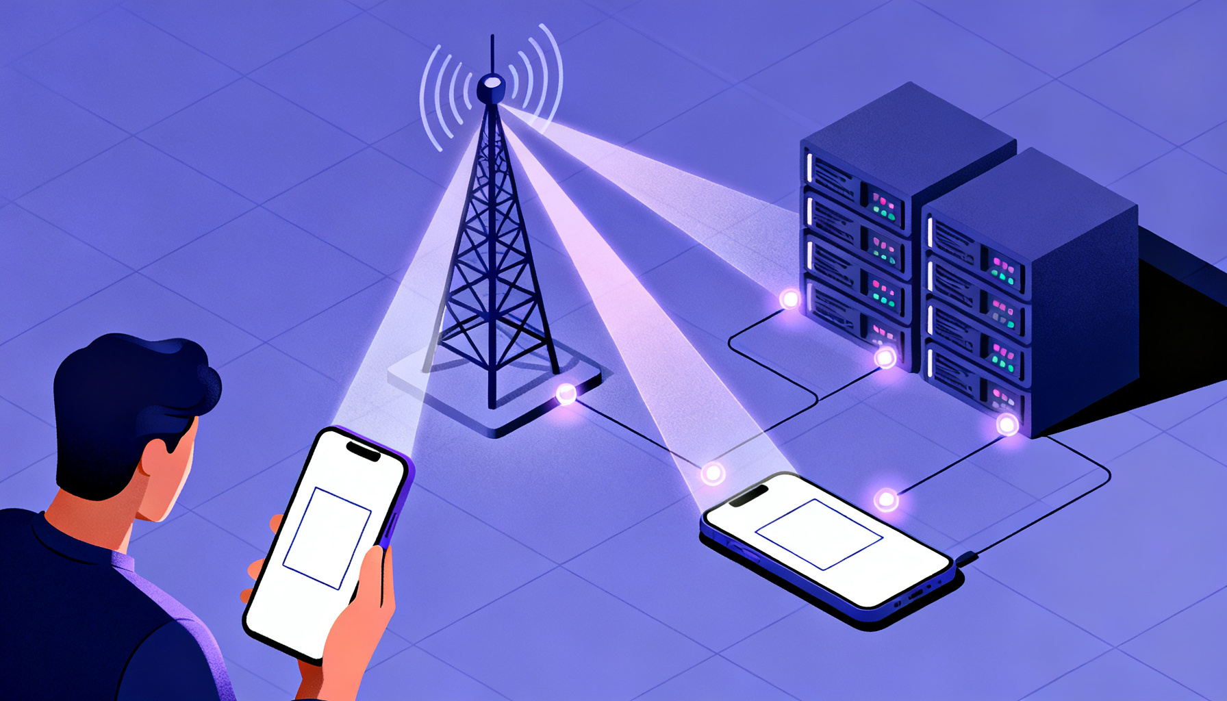 SMS routing flowchart from server to mobile