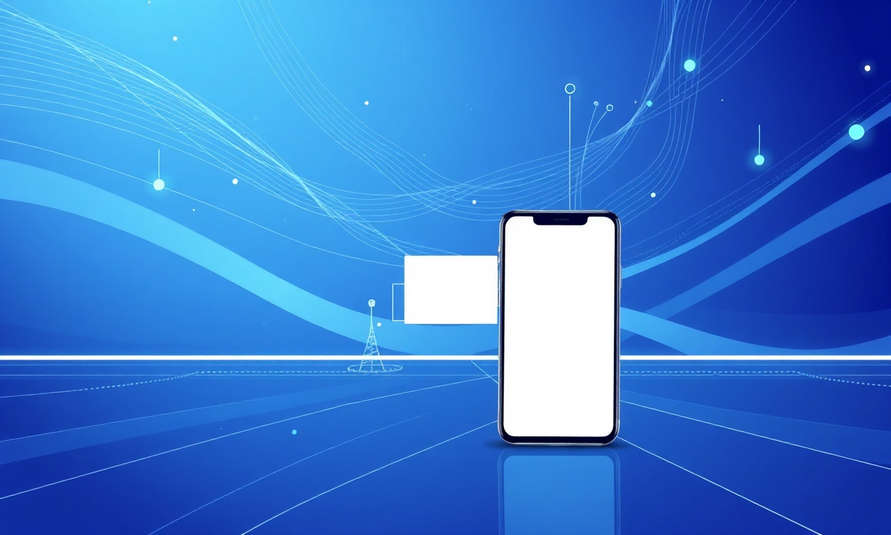 Abstract timeline of telecom protocol evolution with geometric shapes and signal beams