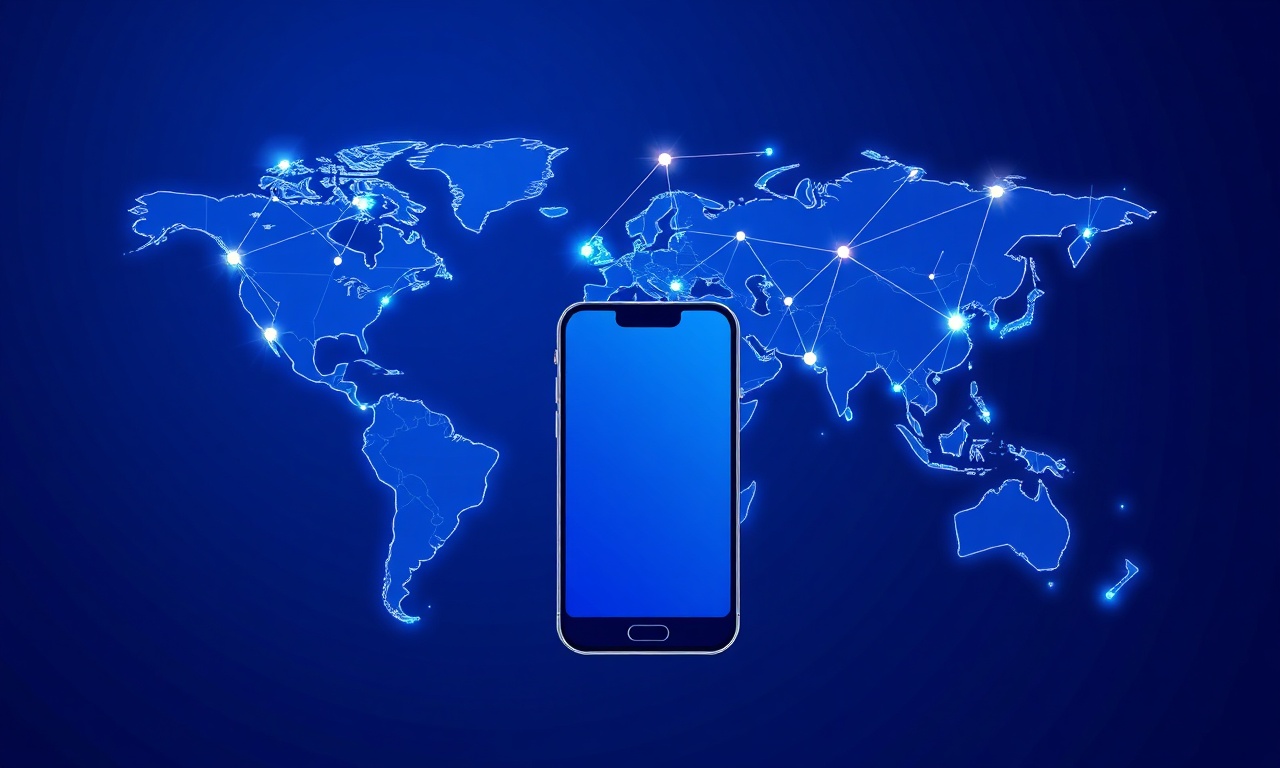 Abstract global network with roaming connections in indigo and white