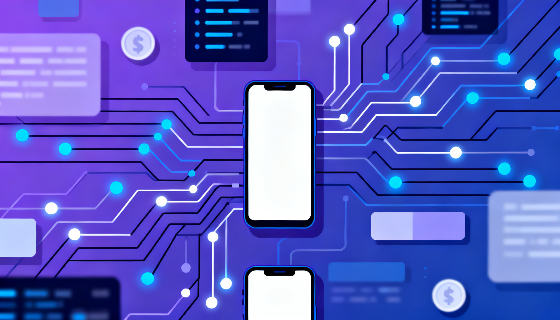 Abstract circuitry illustrating 2FA technical implementation