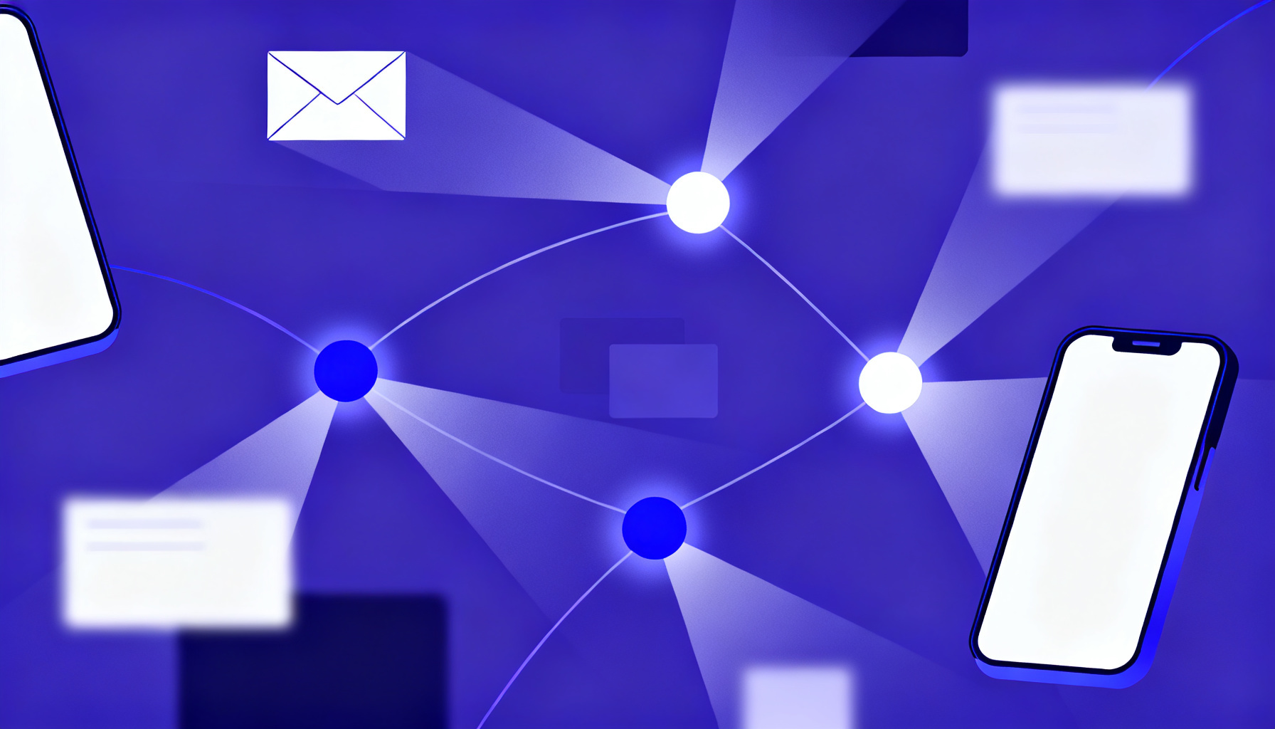 Abstract network symbolizing SMS and email 2FA message flow