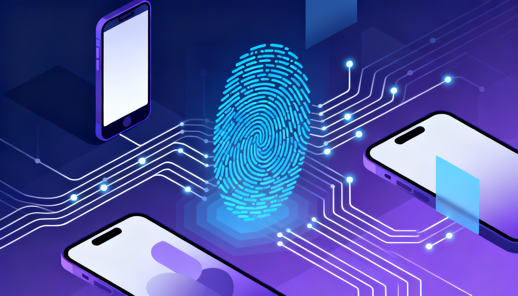 Abstract biometric data flow representing biometric 2FA