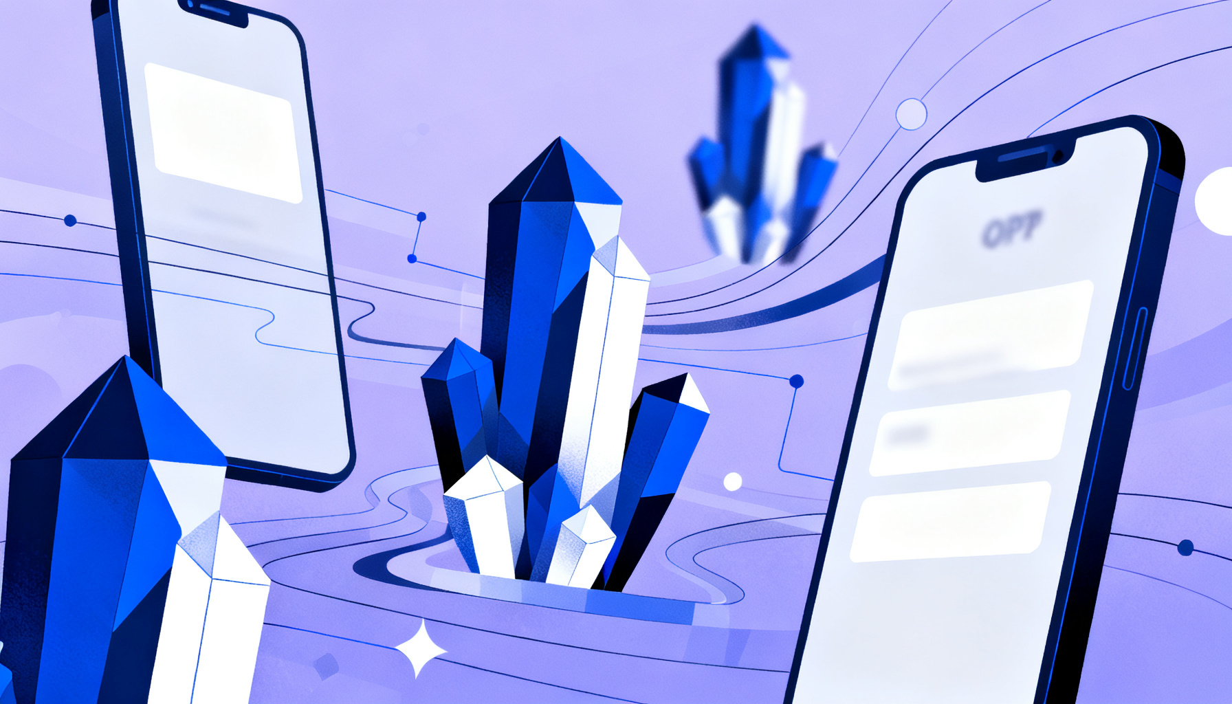 Abstract crystalline data flow symbolizing OTP generation