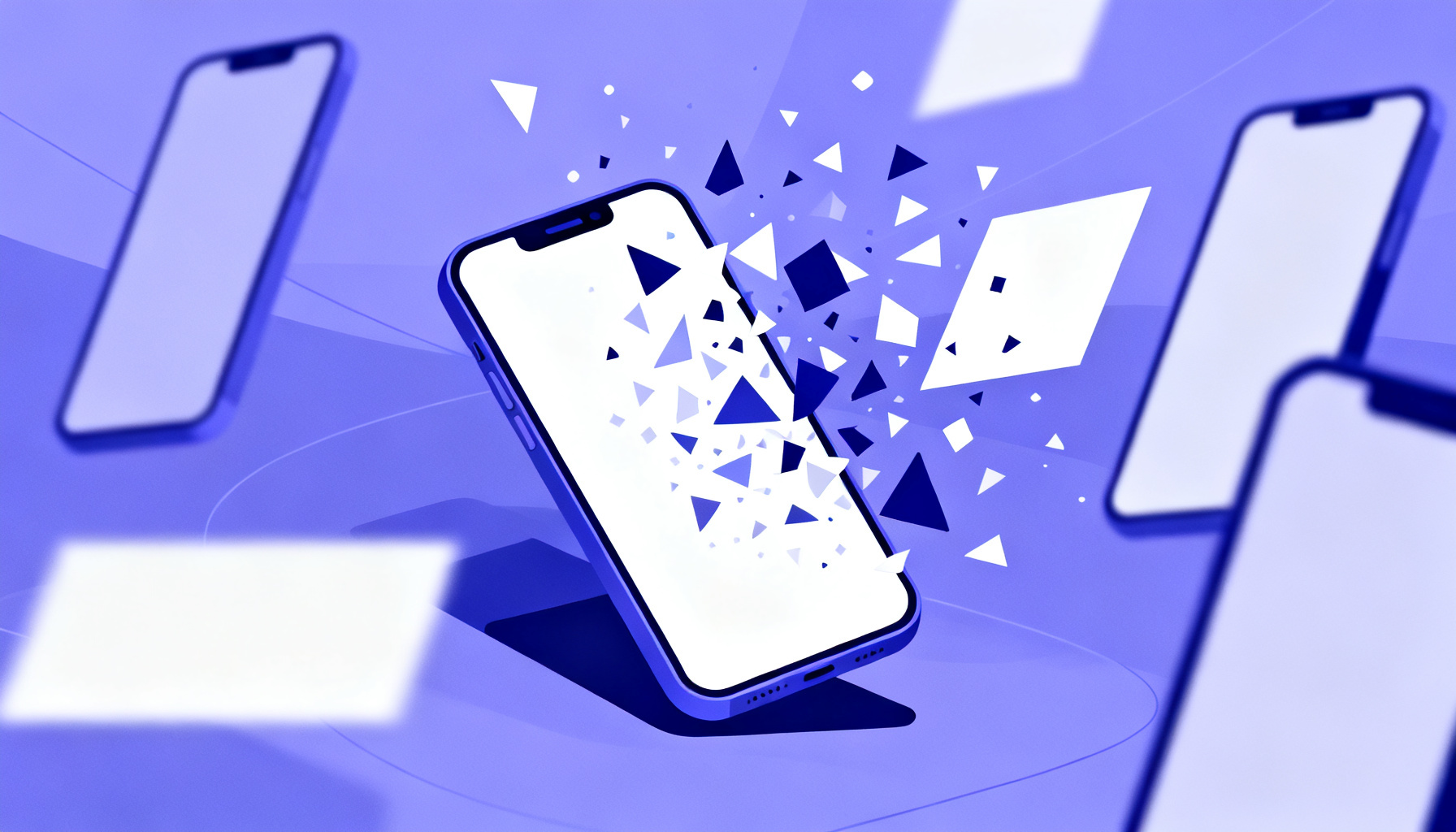 Abstract fragmented particles representing challenges