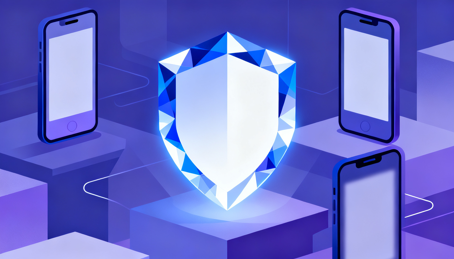 Geometric crystalline shield symbolizing digital privacy and protection
