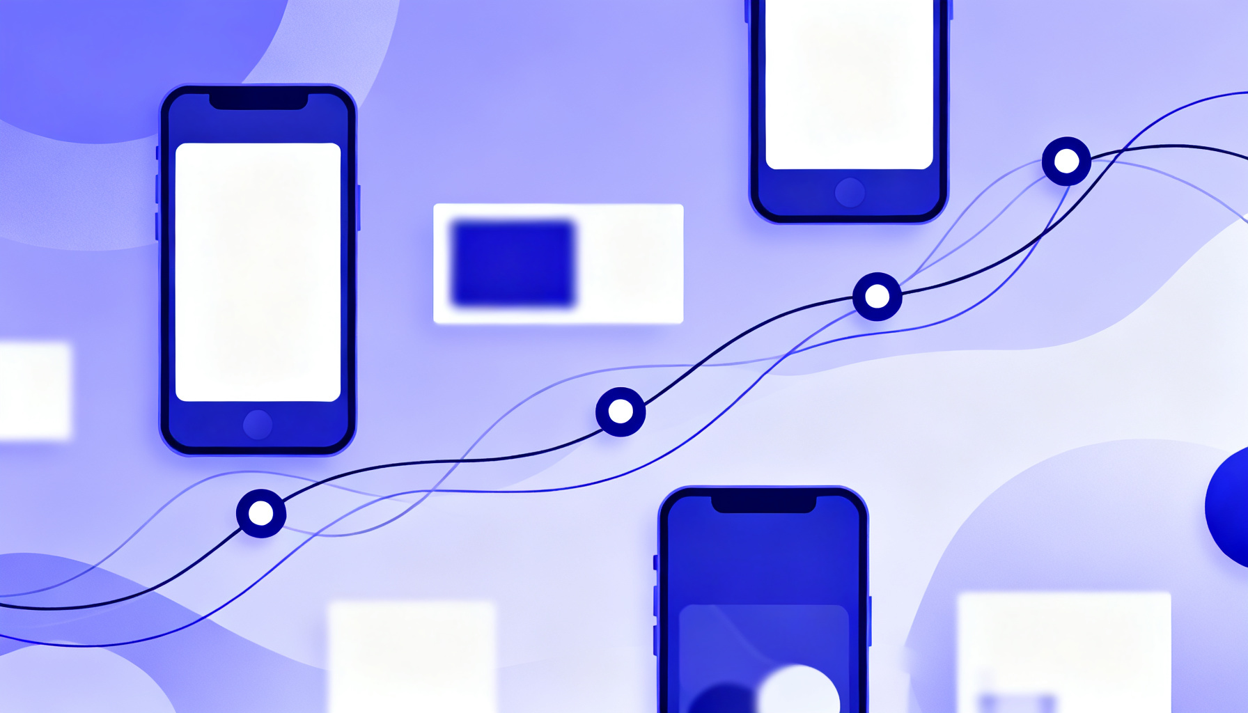 Abstract flow representing stepwise setup and usage