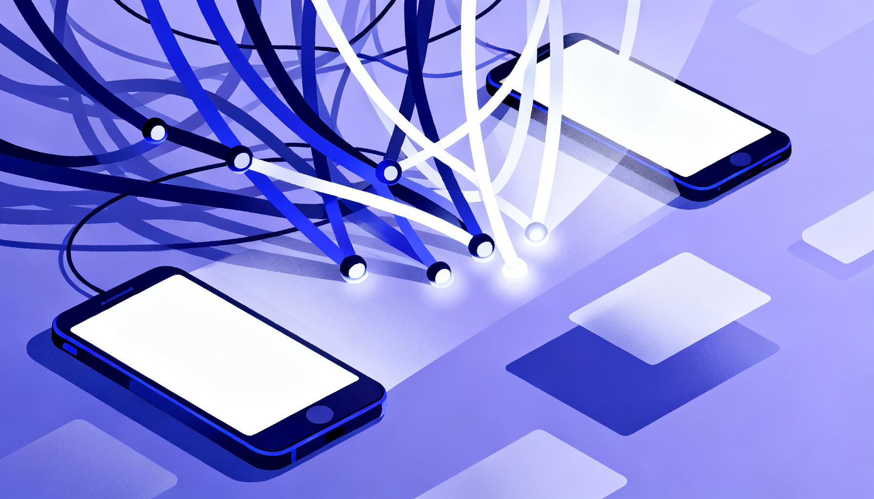 Tangled abstract light beams representing troubleshooting