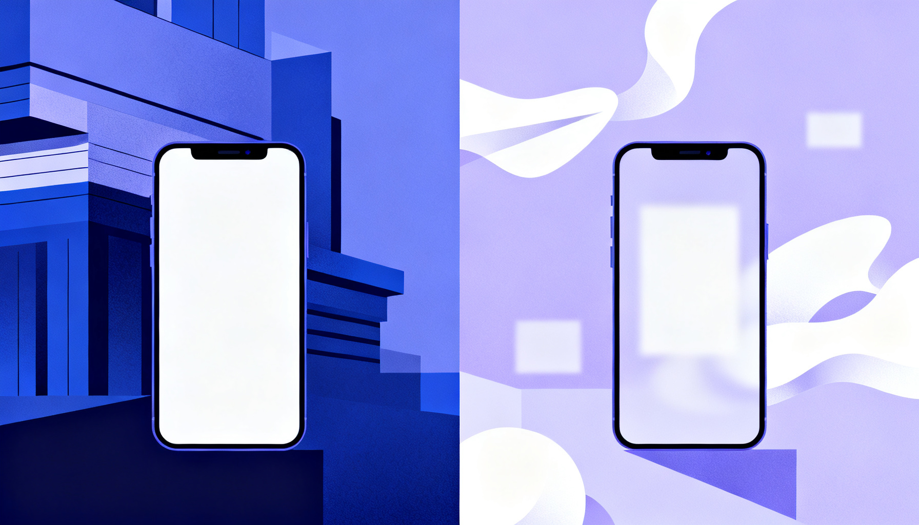 Contrasting abstract shapes representing burner and traditional numbers