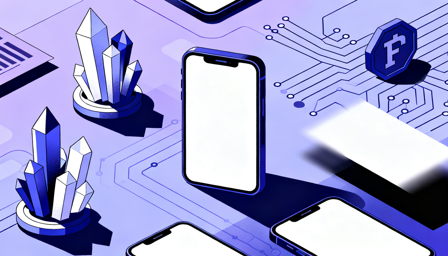 Abstract crystalline shapes representing advanced OTP cryptography