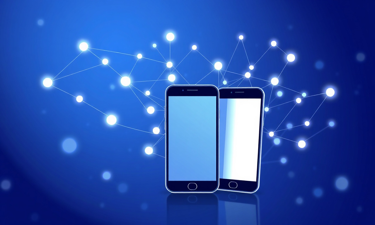 Glowing network paths representing SMS routing