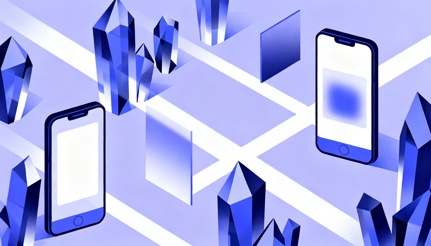 Abstract crystalline shapes representing legal frameworks