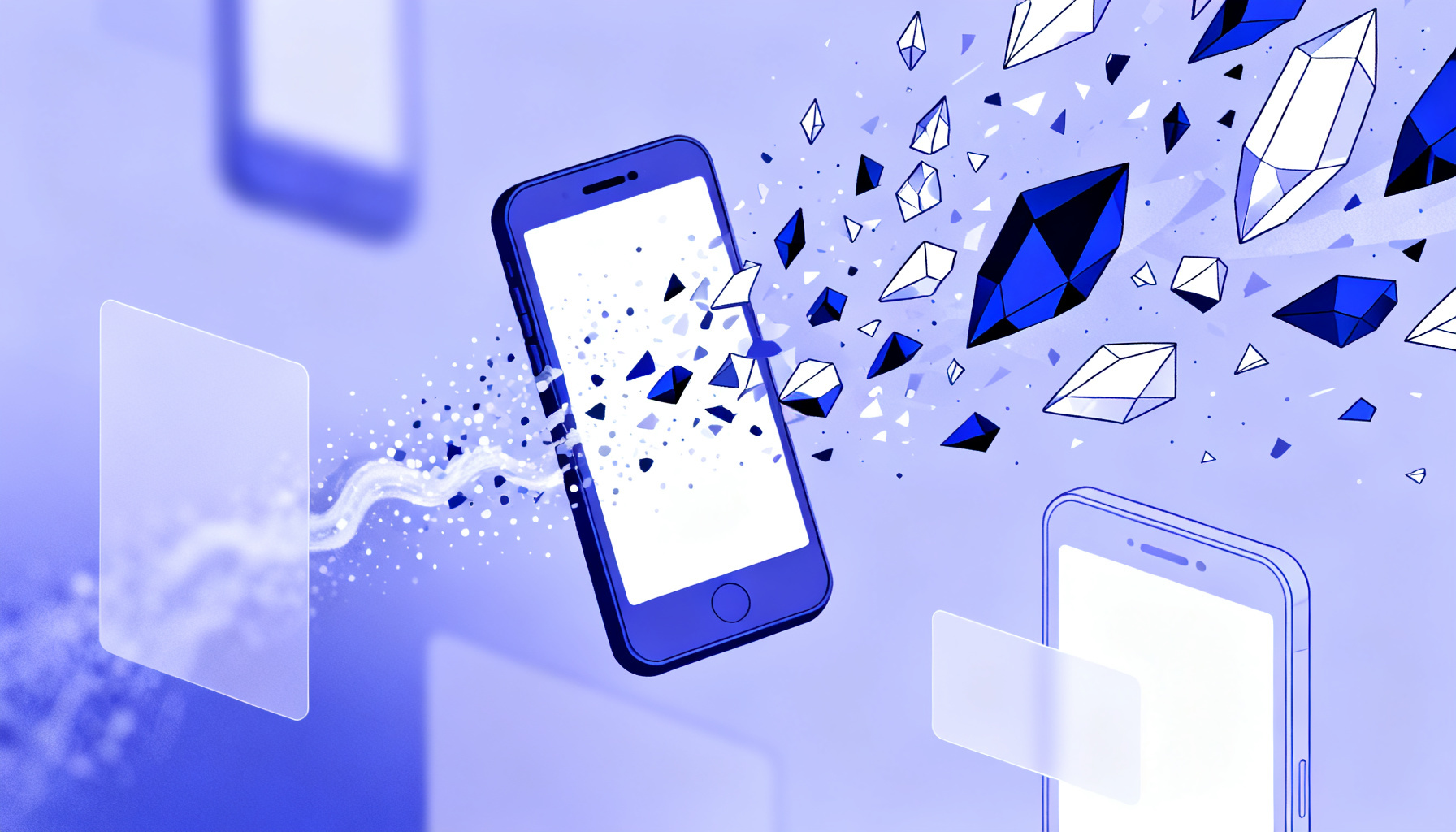 Abstract disrupted particles representing troubleshooting