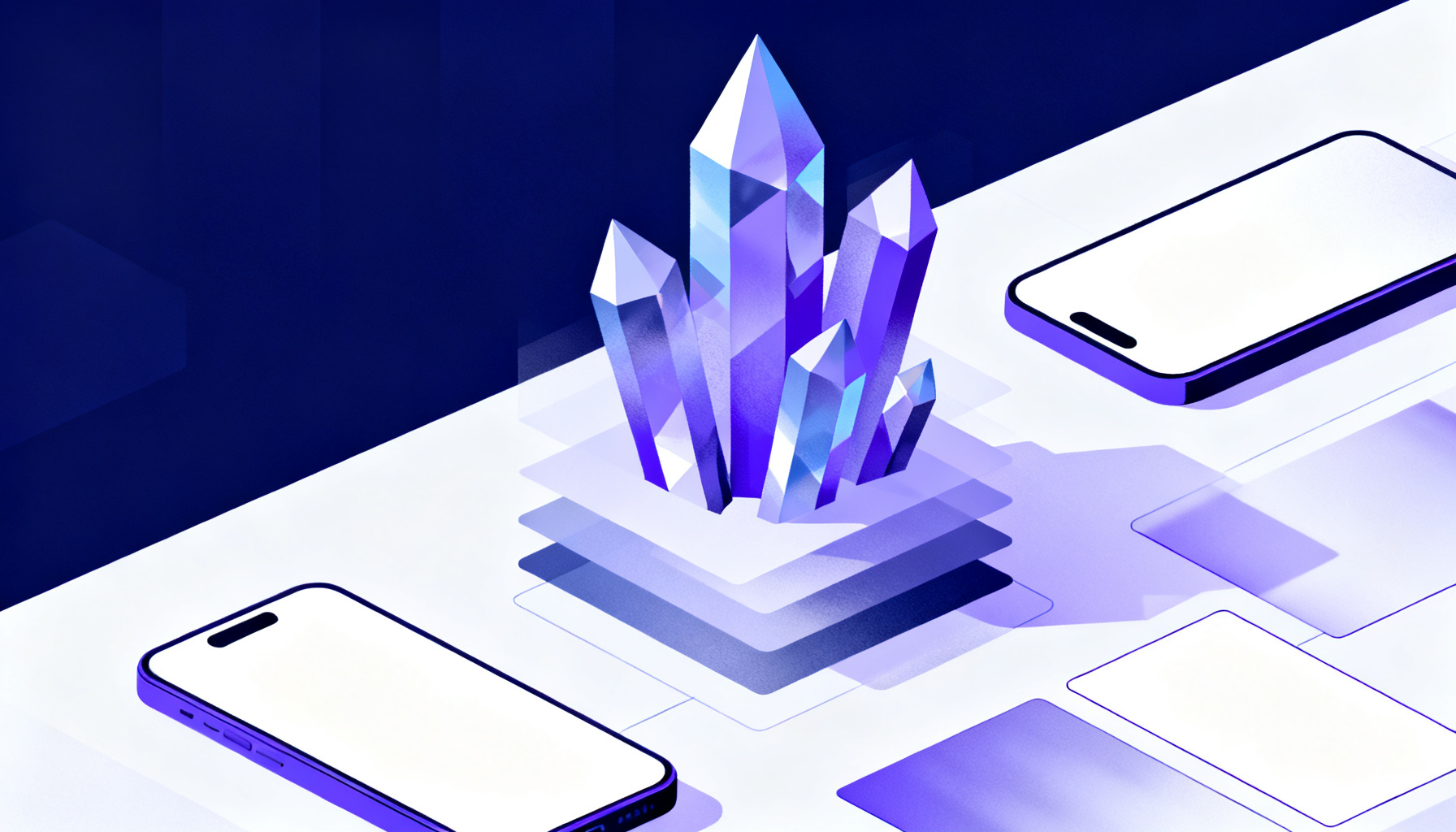 Abstract crystalline structures representing cost and resource layers