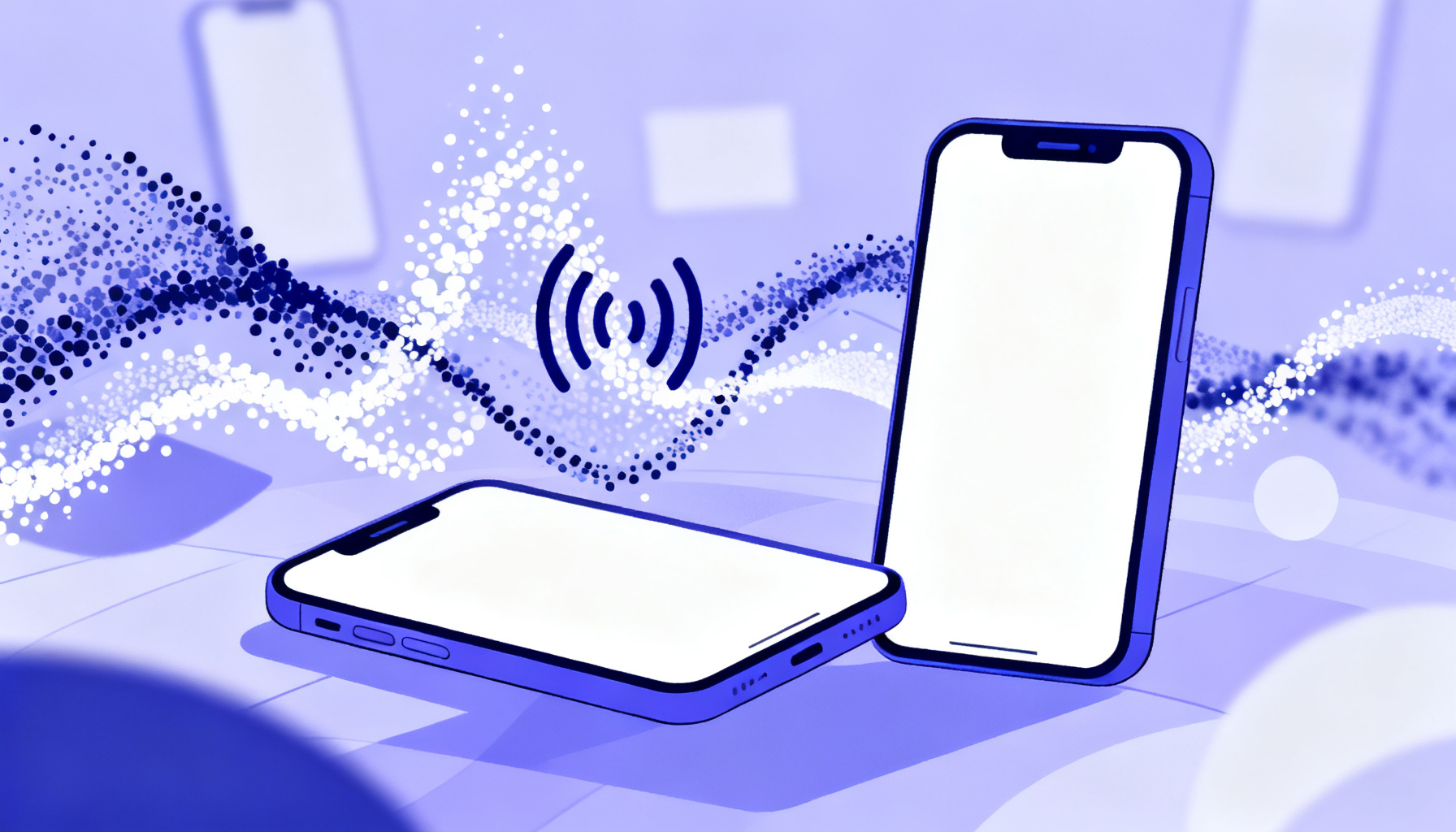 Abstract particle system showing signal disruption and recovery
