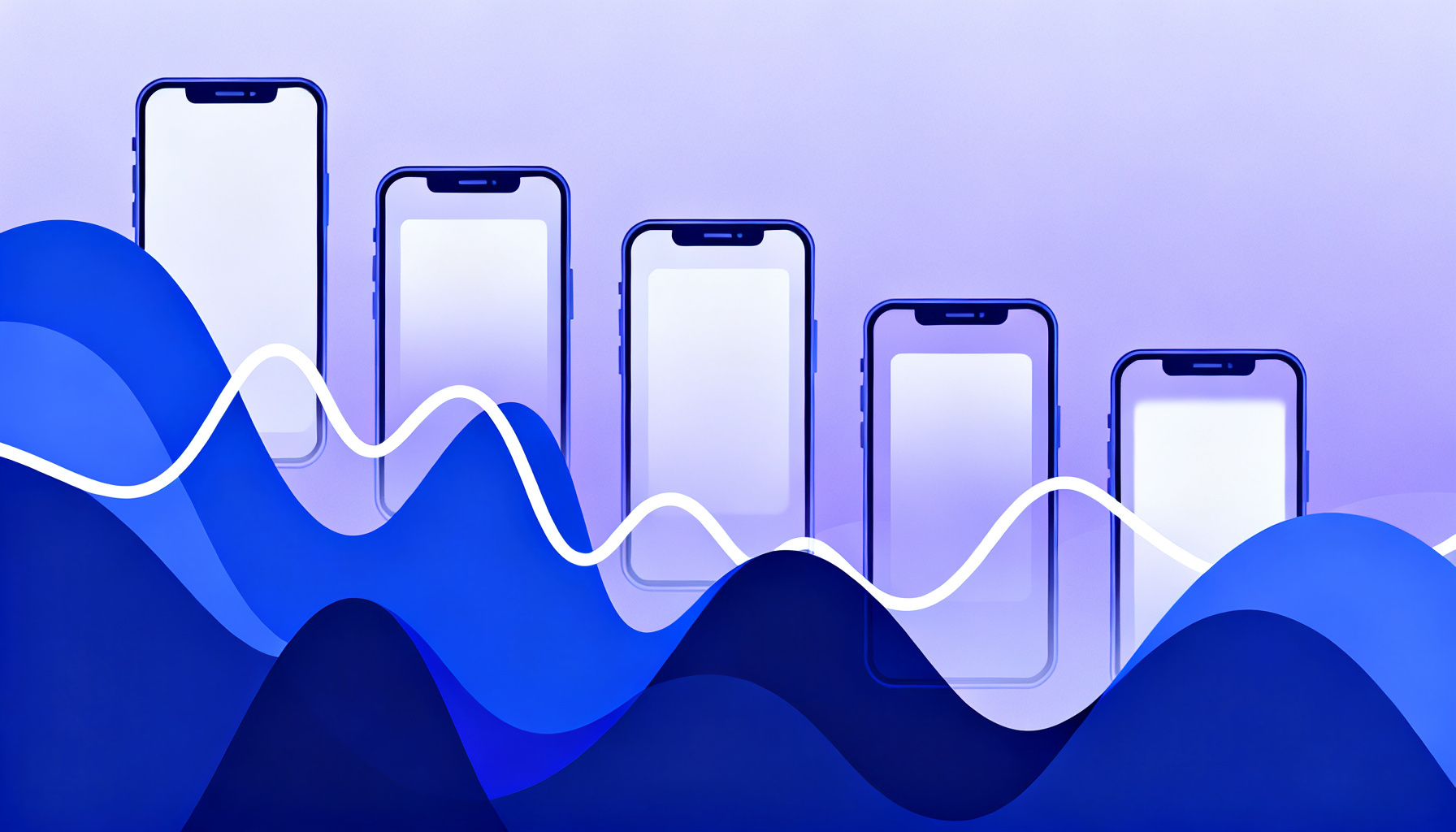 Flowing signal waves representing stepwise usage process