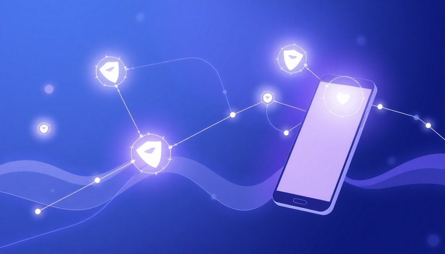 Abstract protective nodes symbolizing phishing prevention