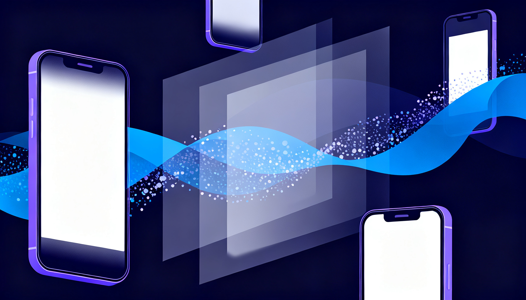 Abstract layers symbolizing privacy and data protection with indigo waves