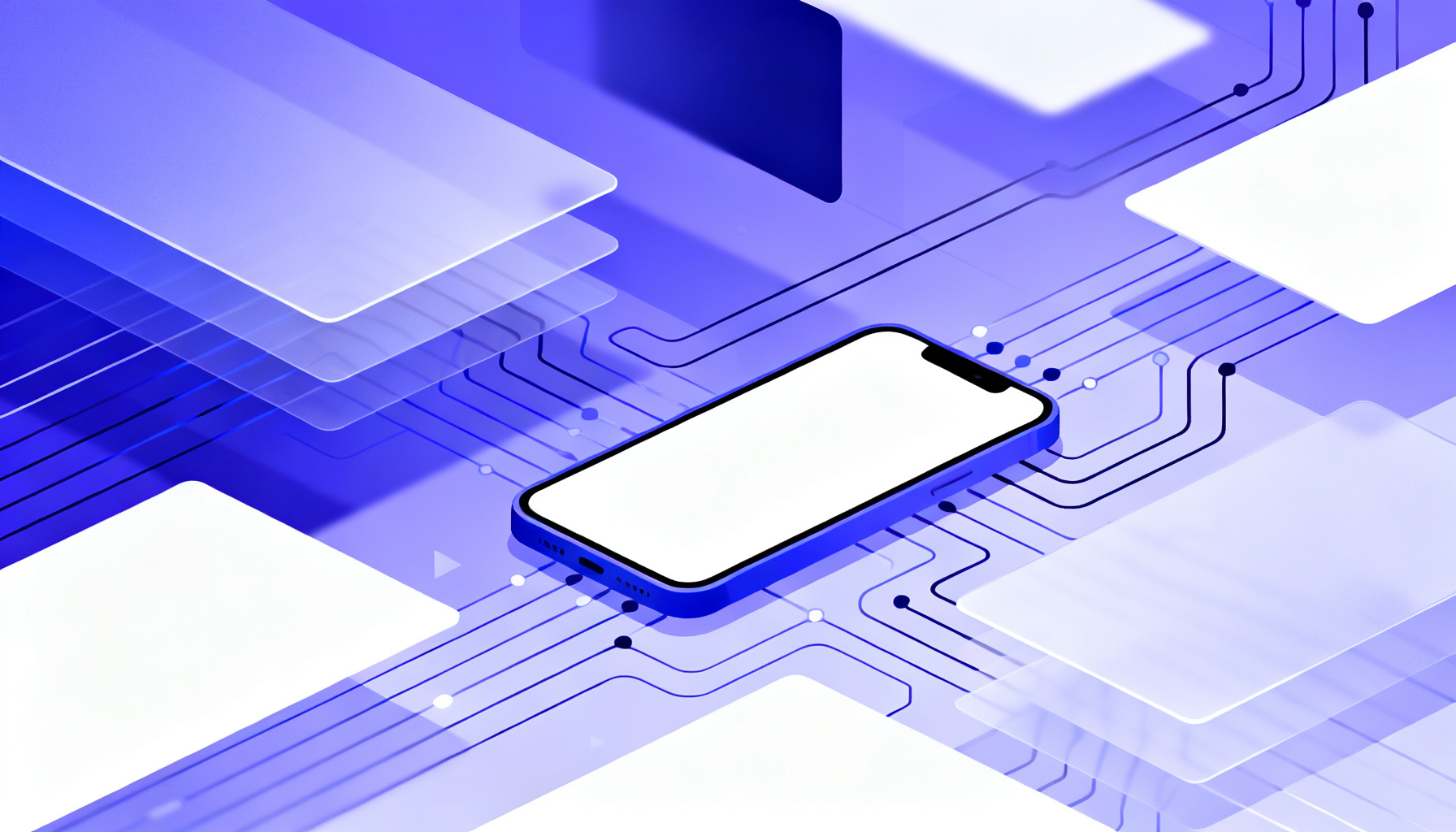 Abstract circuitry symbolizing temporary phone number data flow