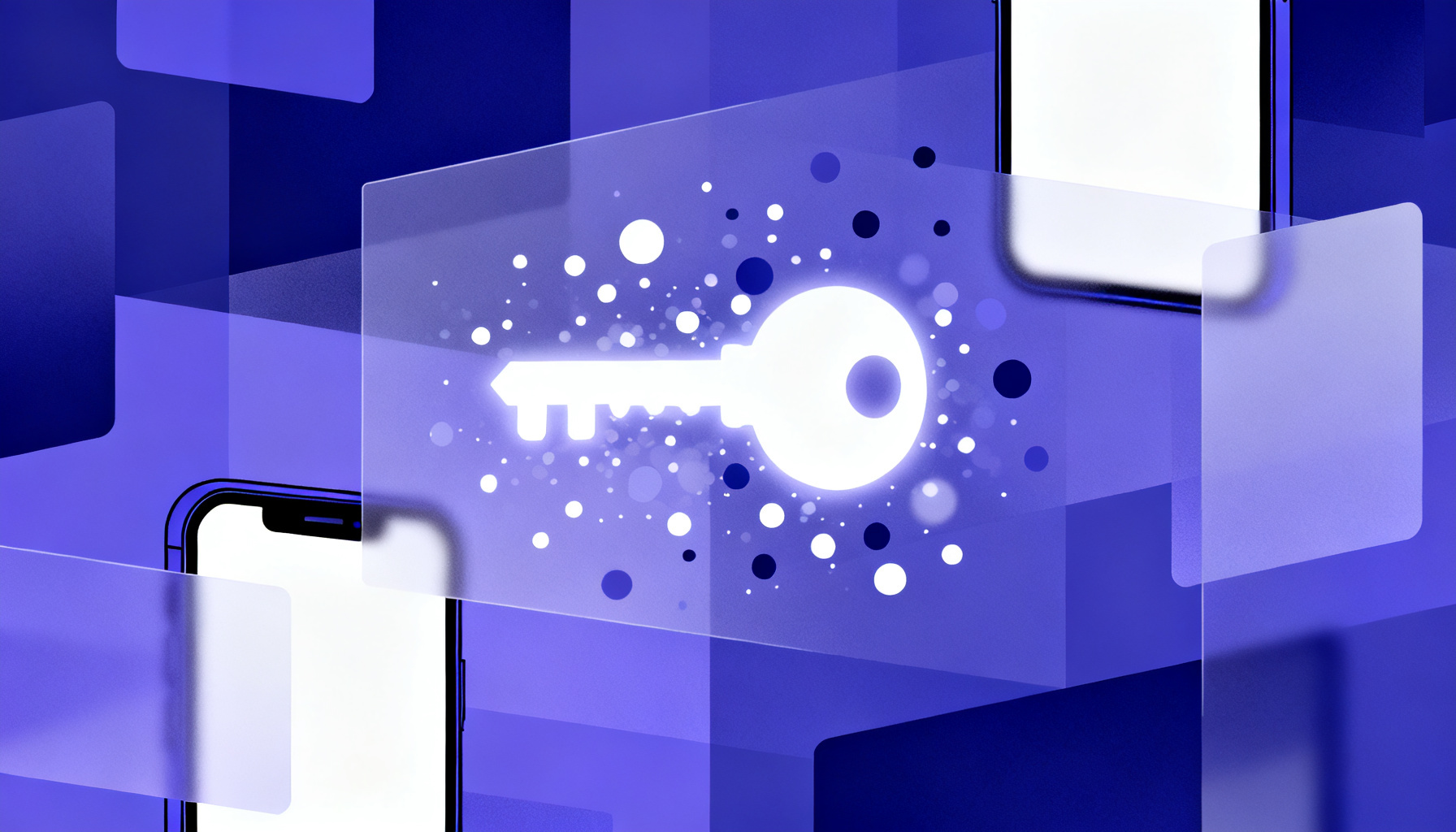 Glowing ephemeral keys dissolving into particles