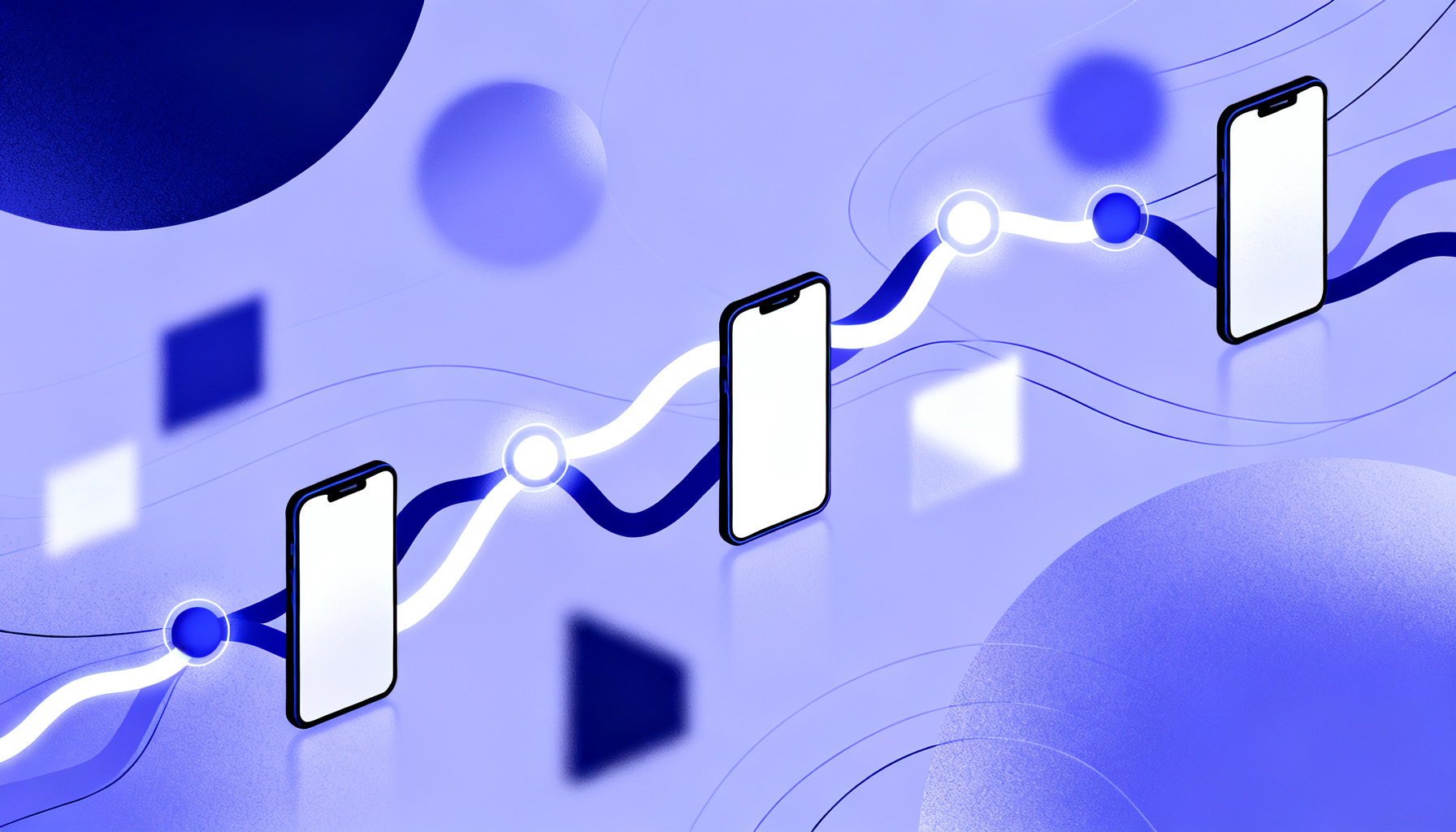 Sequential glowing nodes illustrating process flow