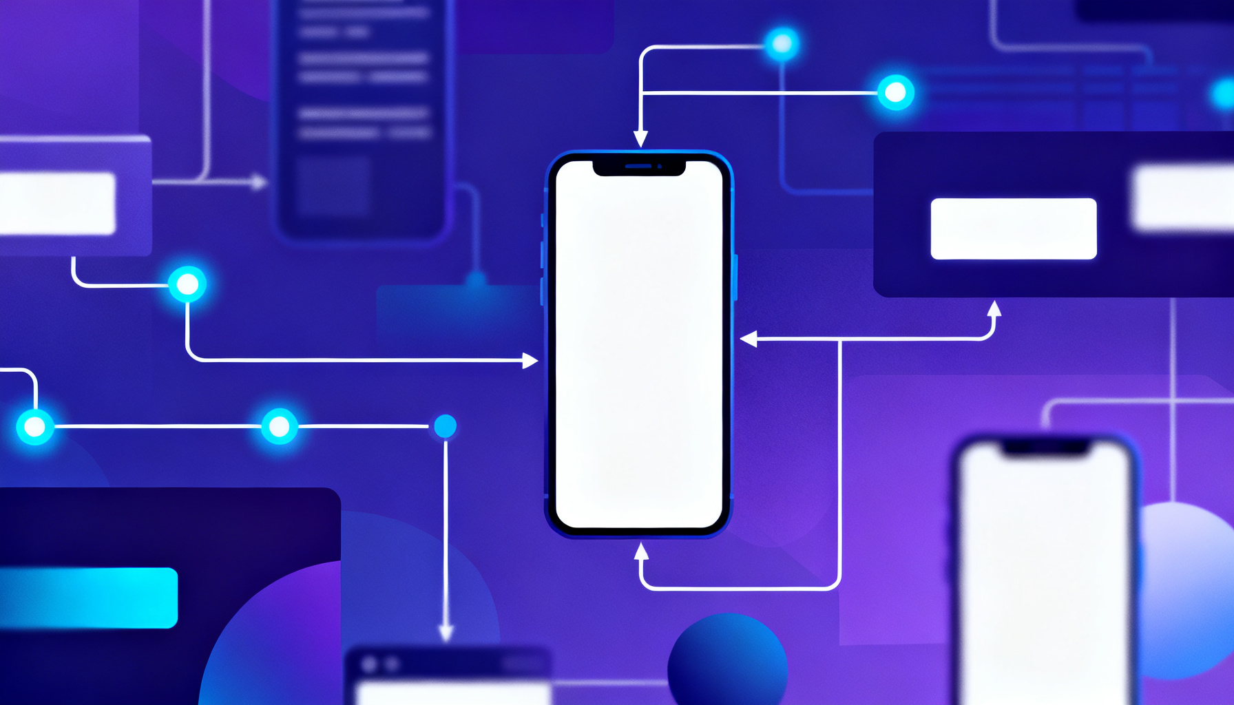 Data flow diagram with glowing nodes
