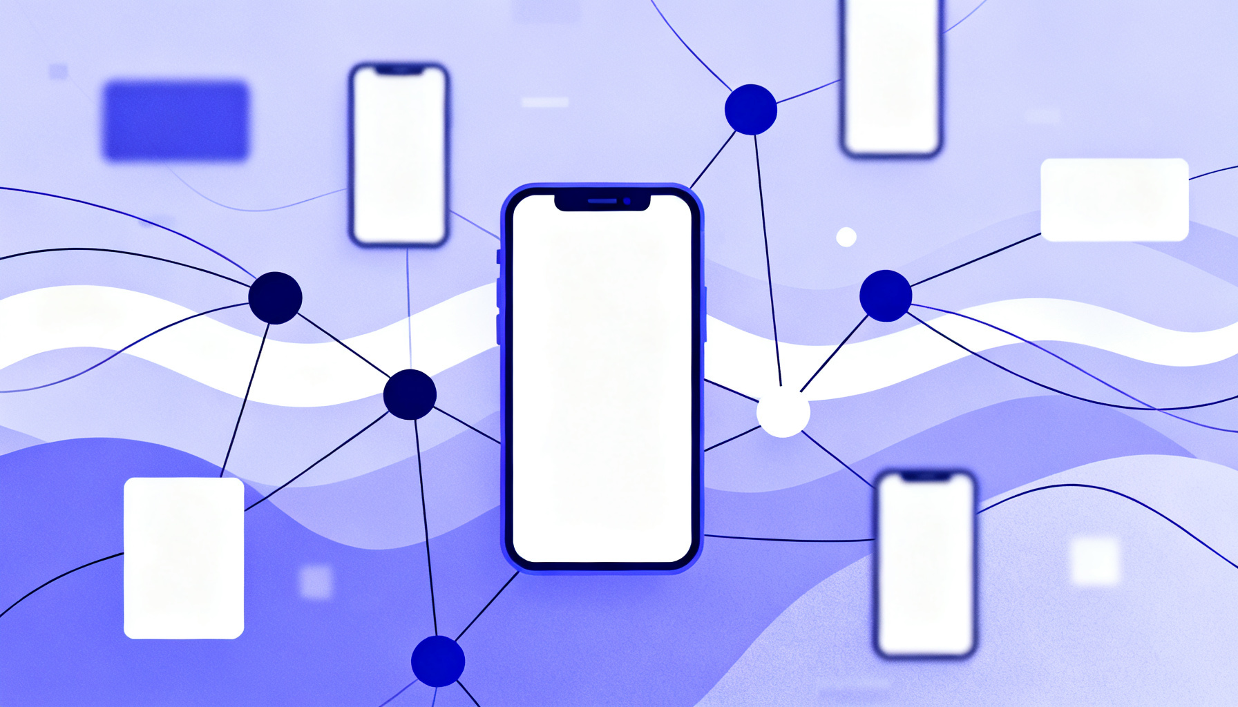 Interconnected nodes with flowing lines