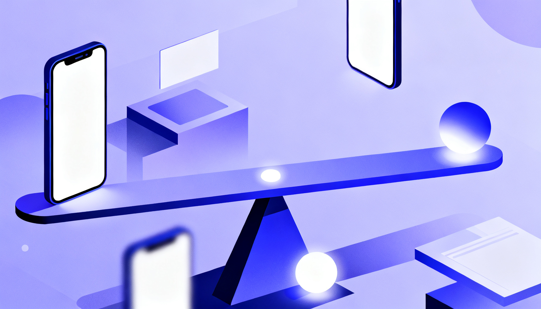 Isometric shapes representing balance between security and usability
