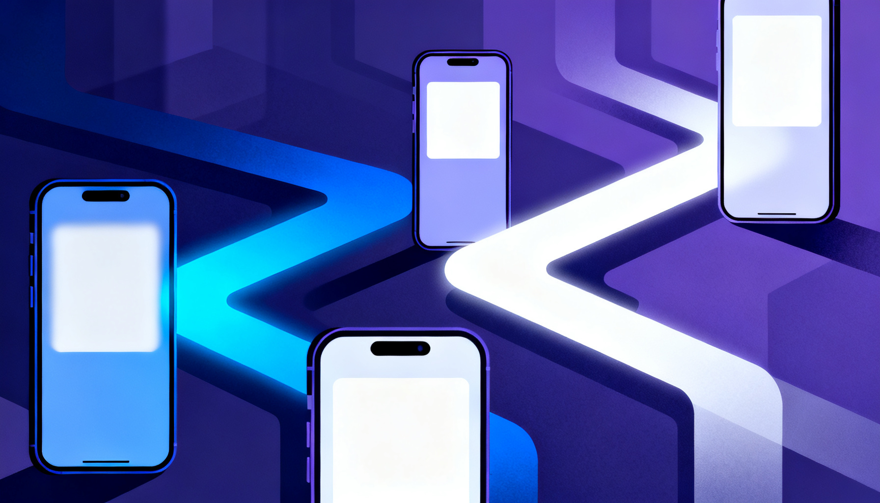 Contrasting data flow paths symbolizing SMS and alternative 2FA methods