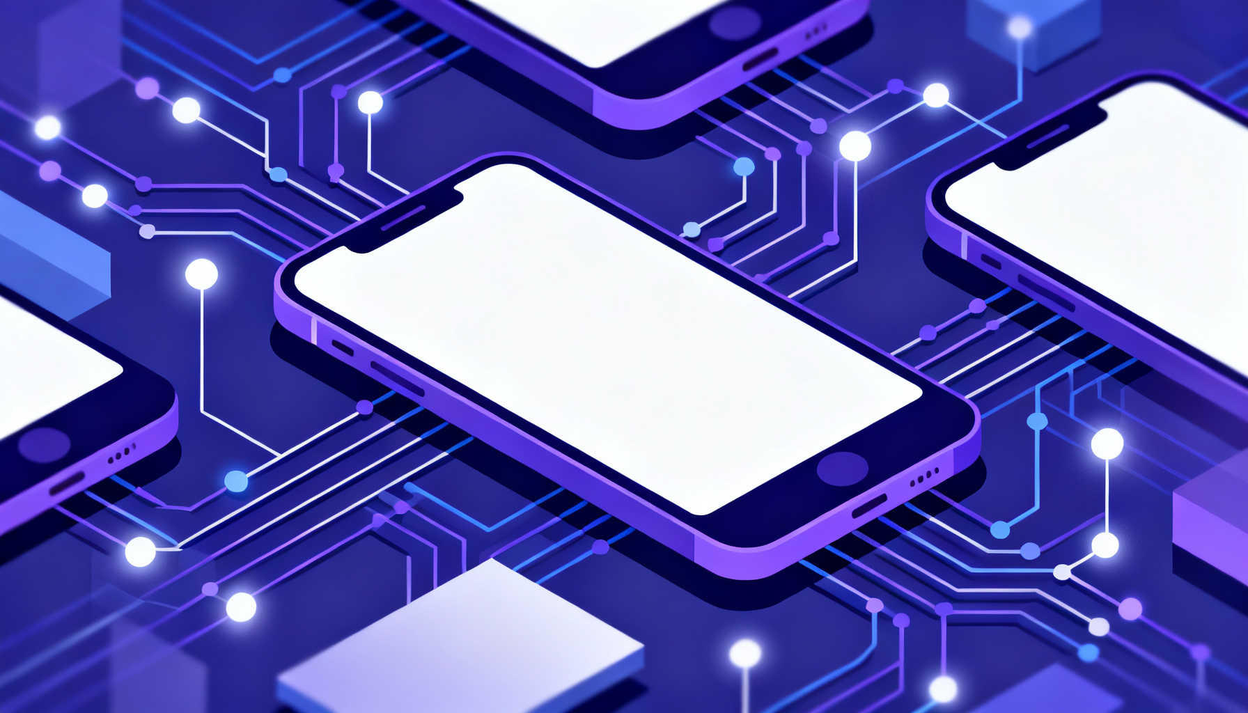Abstract circuitry symbolizing virtual phone number technical infrastructure