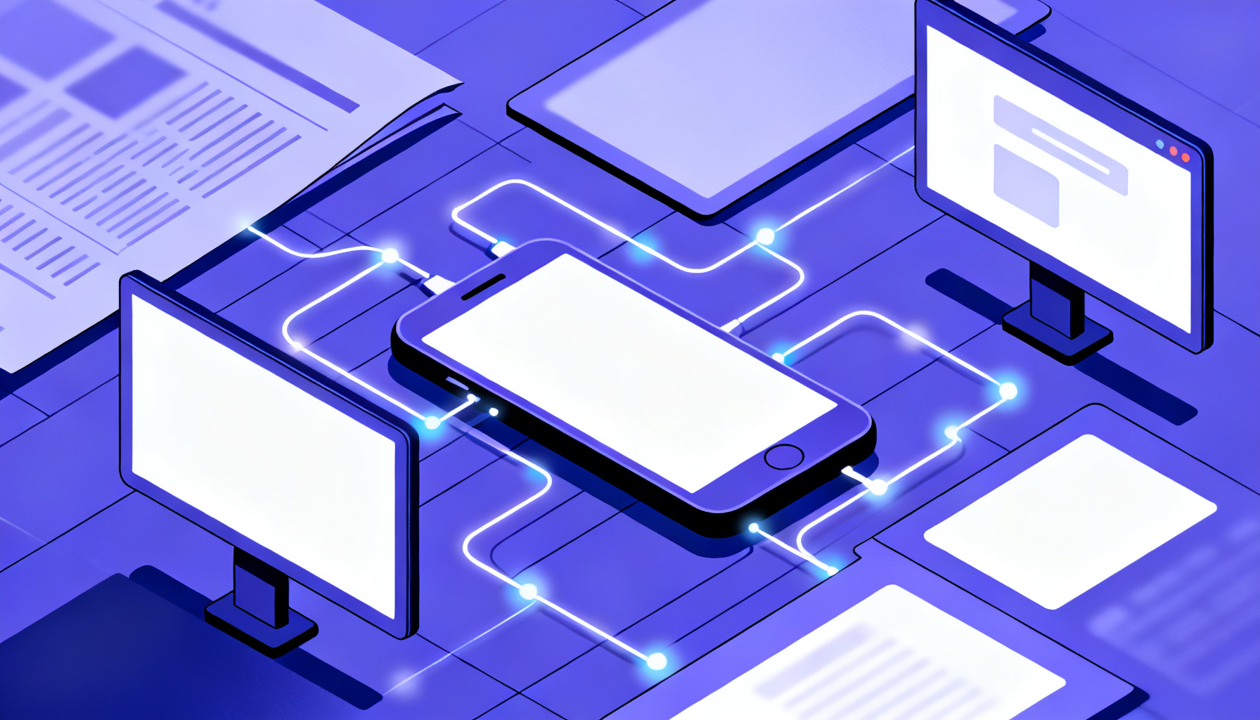 Glowing network lines symbolizing SMS verification integration