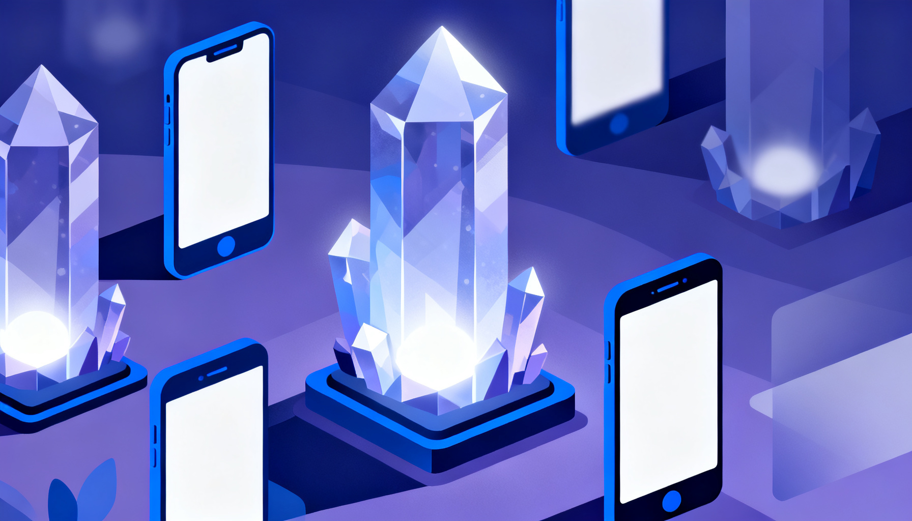 Abstract solid crystalline shapes symbolizing reliability